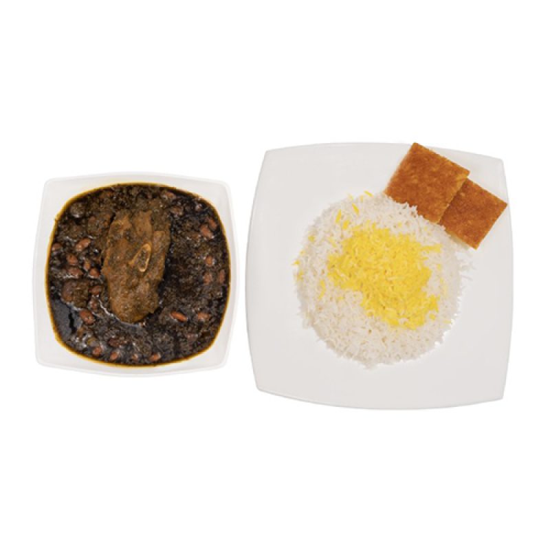 چلو خورشت قرمه سبزی ویژه با ۴۵۰ گرم گوشت کترینگ دورچین مشهد
